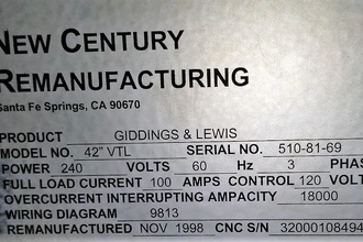 GIDDINGS & LEWIS 42"CNC VTL w GE Fanuc 18i Boring Mills, CNC Vertical | Cleveland Machinery Sales, Inc. (11)